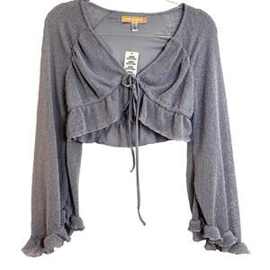 Urban Outfitters Tie Front Blouse Womens Size Small Purple Lilac